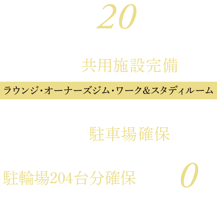 呉最高層＊20階建て 充実の共用施設完備 全戸分駐車場確保 駐輪場204台分確保 使用料0円、大型バイクも置ける平置式44台分完備